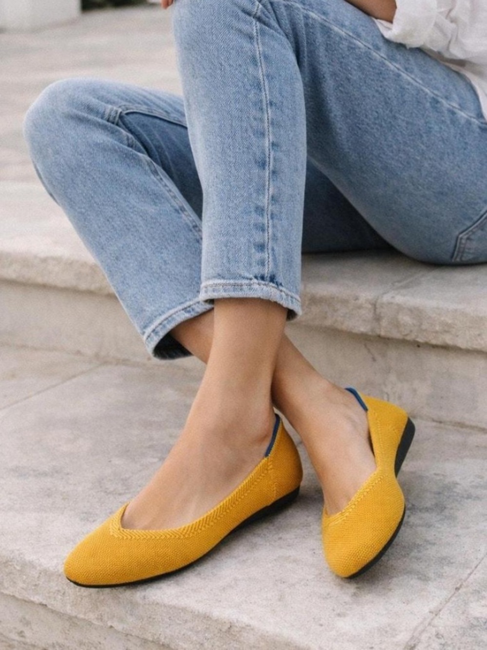 Rothy's Yellow Knit Round-Toe Ballet Flats Washable 💛
